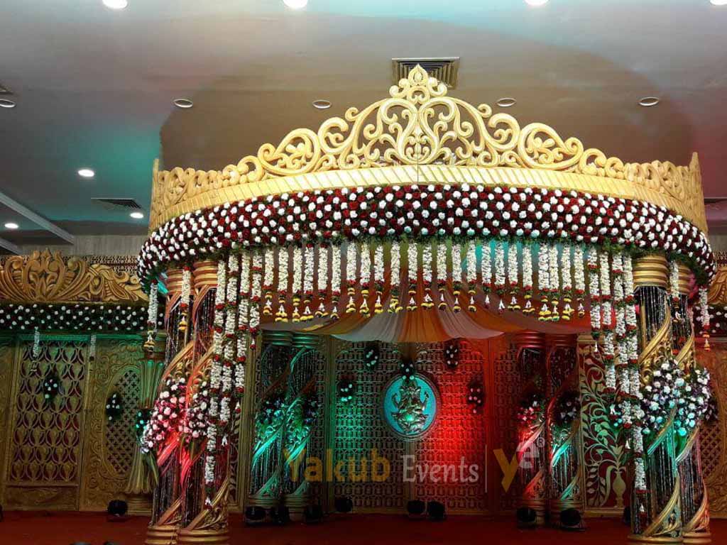Flower Decoration Vijayawada From Uma Events 8185072939 - Look at This  Royal Red Peculiar & regal stage with set of traditional set up can make  any special day Magical....💫✨ . . .